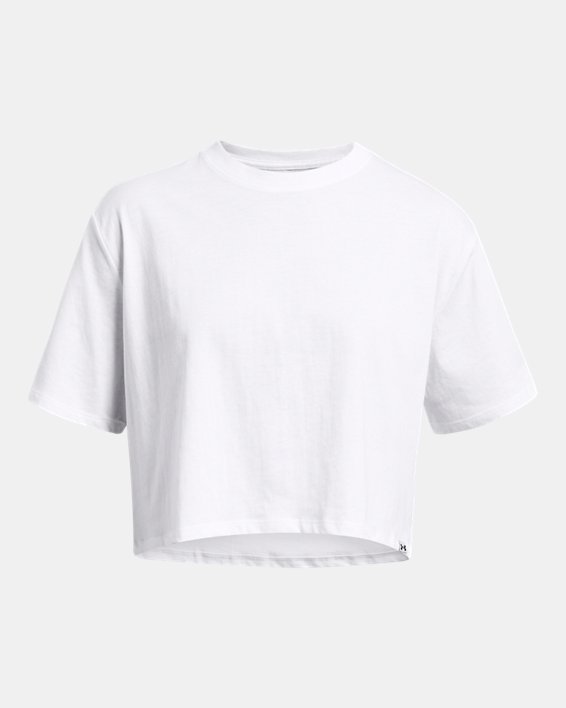 女士UA Campus Boxy Crop短袖T恤 in White image number 4